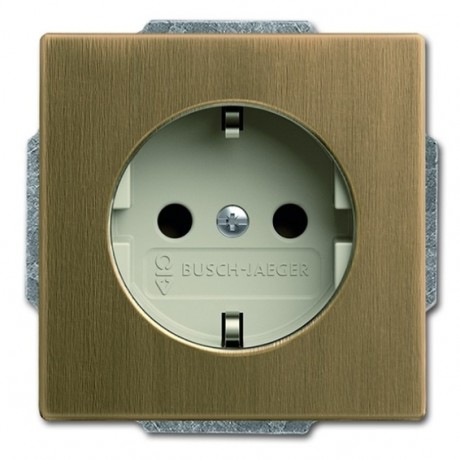 Розетка ABB ДИНАСТИЯ, скрытый монтаж, с заземлением, со шторками, античная латунь//слоновая кость, 23 EUCKS-848-507