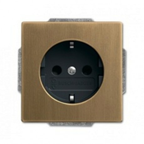 Розетка ABB ДИНАСТИЯ, скрытый монтаж, с заземлением, со шторками, античная латунь//антрацит, 20 EUCKS-845-500