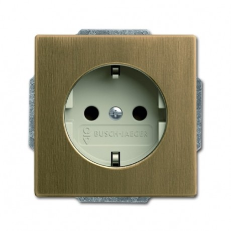 Розетка ABB ДИНАСТИЯ, скрытый монтаж, с заземлением, со шторками, античная латунь//слоновая кость, 20 EUCKS-848-500