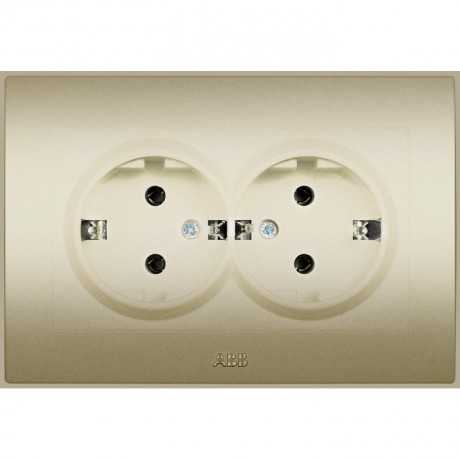 Розетка двухместная ABB COSMO, скрытый монтаж, с заземлением, титан, 632-011400-907