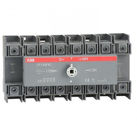 ABB Реверсивный рубильник OT125F4C до 125А 4-полюсный для установки на DIN-рейку или монтажную плату (без ручки), 1SCA105054R1001