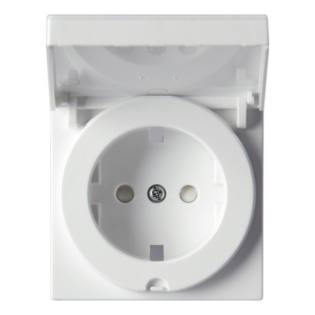 Накладка на розетку ABB IMPRESSIVO, скрытый монтаж, с заземлением, с крышкой, со шторками, белый, 20ECK-84
