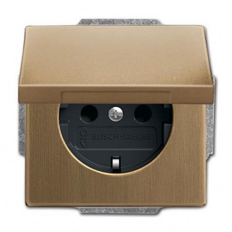 Розетка ABB ДИНАСТИЯ, скрытый монтаж, с заземлением, с крышкой, античная латунь, 20 EUK-840-500