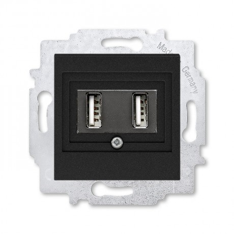 Розетка USB ABB LEVIT, скрытый монтаж, антрацит, 5014H-A00040 63W