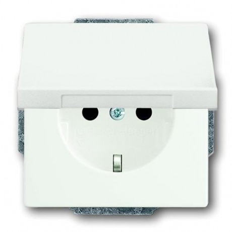 Розетка ABB FUTURE, скрытый монтаж, с заземлением, с крышкой, белый бархат, 20 EUK-884