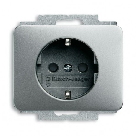 Розетка ABB ALPHA EXCLUSIVE, скрытый монтаж, с заземлением, со шторками, титан, 20 EUCKS-266