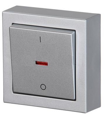 Выключатель 1-клавишный ABB IMPRESSIVO с подсветкой, алюминий, 1062A-83