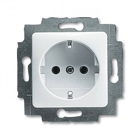 Розетка ABB BUSCH-DURO, в кабель-канал монтаж, с заземлением, альпийский белый, 20 EUCQ-214