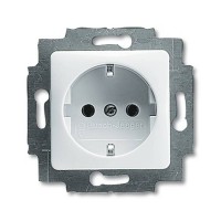 Розетка ABB BUSCH-DURO, в кабель-канал монтаж, с заземлением, альпийский белый, 20 EUCQ-214