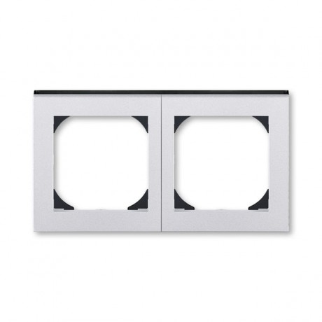 Рамка 2 поста ABB LEVIT, серебро // дымчатый чёрный, 3901H-A05520 70