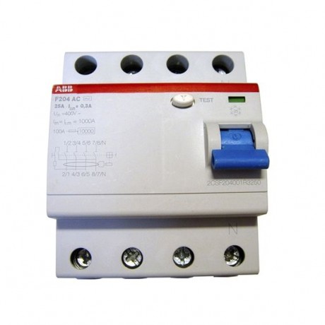 Устройство защитного отключения (УЗО) ABB F200AC 4P 25А, 300 мА ( AC ), F204 AC-25//0,3
