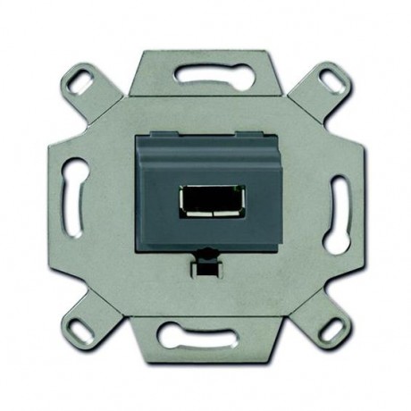 Механизм розетки USB ABB, скрытый монтаж, серый, 0261//13-500