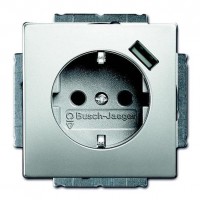 Розетка с USB ABB PURE СТАЛЬ, скрытый монтаж, с заземлением, со шторками, стальной, 20 EUCBUSB-866-500