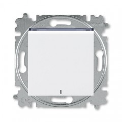 Выключатель 1-клавишный ABB LEVIT с подсветкой, белый // дымчатый черный, 3559H-A01446 62W