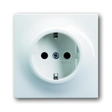 Розетка ABB IMPULS, скрытый монтаж, с заземлением, со шторками, альпийский белый, 20 EUCKS-74