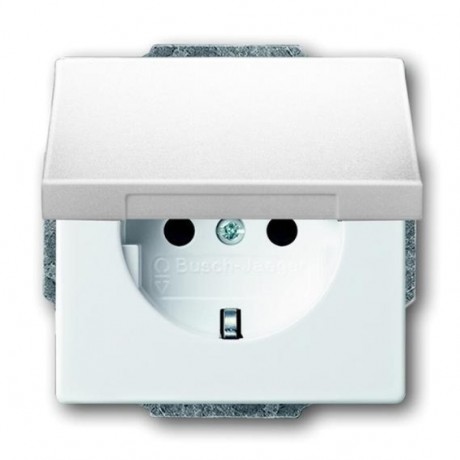 Розетка ABB, скрытый монтаж, с заземлением, альпийский белый, 20 EUK-84-500