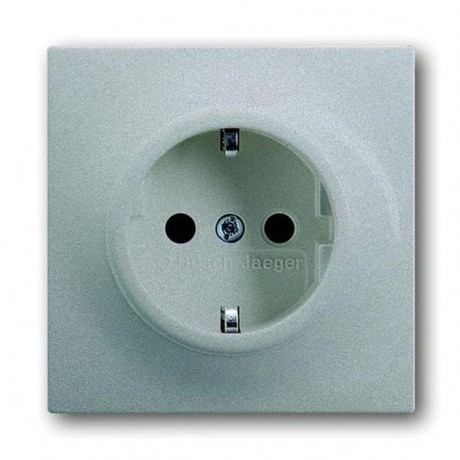 Розетка ABB IMPULS, скрытый монтаж, с заземлением, со шторками, серебристый металлик, 20 EUCKS-783