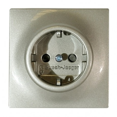 Розетка ABB IMPULS, скрытый монтаж, с заземлением, со шторками, шампань-металлик, 20 EUCKS-79