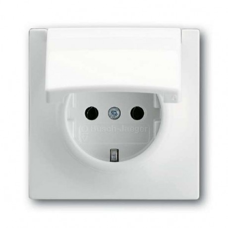Розетка ABB IMPULS, скрытый монтаж, с заземлением, с крышкой, альпийский белый, 20 EUK-74