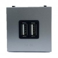 Зарядное устройство 2xUSB ABB ZENIT, скрытый монтаж, серебристый, N2285 PL