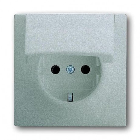 Розетка ABB IMPULS, скрытый монтаж, с заземлением, с крышкой, серебристый металлик, 20 EUK-783