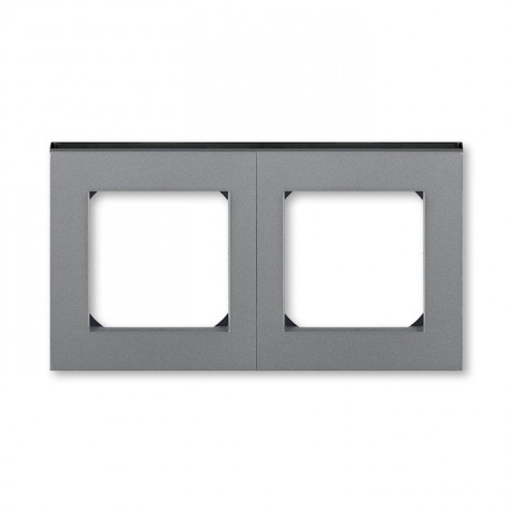 Рамка 2 поста ABB LEVIT, сталь // дымчатый чёрный, 3901H-A05020 69W