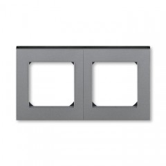 Рамка 2 поста ABB LEVIT, сталь // дымчатый чёрный, 3901H-A05020 69W