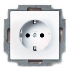 Розетка ABB BASIC55, скрытый монтаж, с заземлением, со шторками, альпийский белый, 20 EUCKS-94-507
