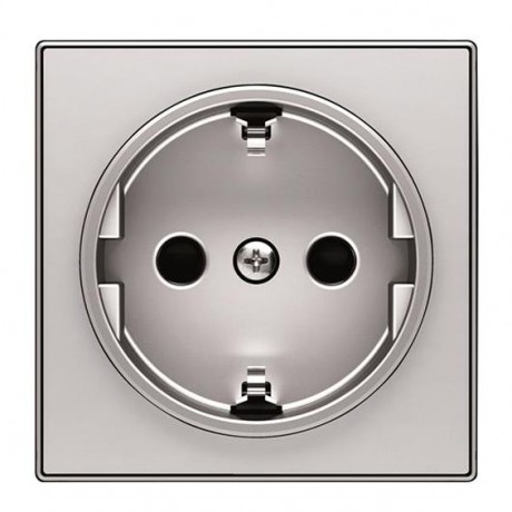 Накладка на розетку ABB SKY, скрытый монтаж, с заземлением, алюминий, 8588 PL
