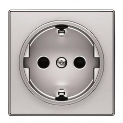 Накладка на розетку ABB SKY, скрытый монтаж, с заземлением, алюминий, 8588 PL