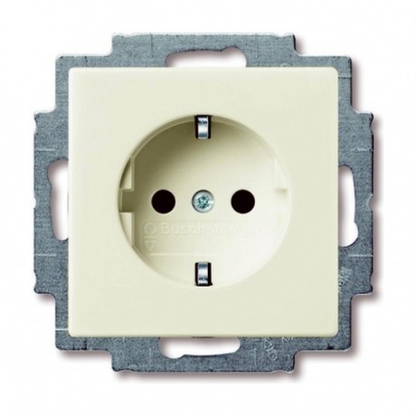 Розетка ABB BASIC55, скрытый монтаж, с заземлением, со шторками, слоновая кость, 20 EUCKS-92-507
