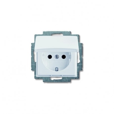 Розетка ABB BASIC55, скрытый монтаж, с заземлением, с крышкой, альпийский белый, 20 EUK-94-507