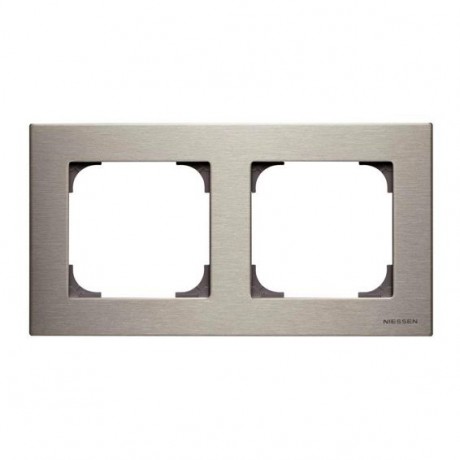 Рамка 2 поста ABB SKY, нержавеющая сталь, 8572 AI