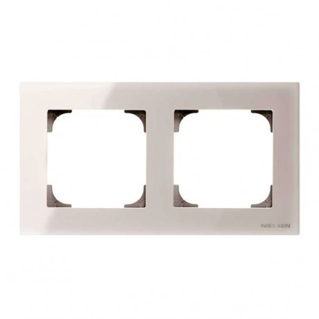 Рамка 2 поста ABB SKY, белое стекло, 8572 CB