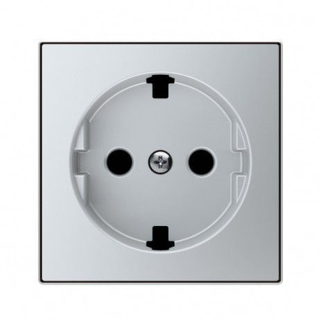 Накладка на розетку ABB SKY, скрытый монтаж, с заземлением, алюминий, 8588.9 PL