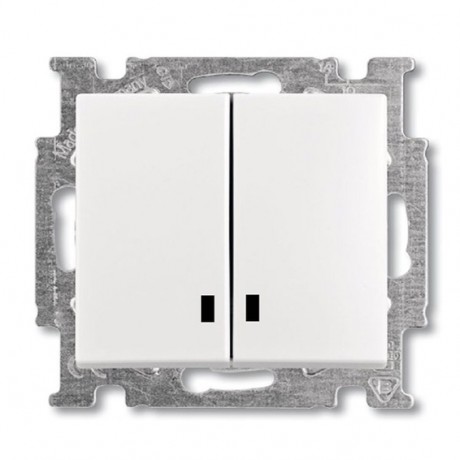 Выключатель 2-клавишный ABB BASIC55 с подсветкой, альпийский белый, 2006//5 UCGL-94-507