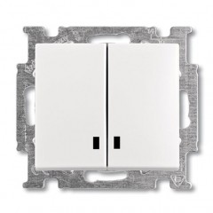 Выключатель 2-клавишный ABB BASIC55 с подсветкой, альпийский белый, 2006//5 UCGL-94-507
