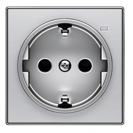 Накладка на розетку ABB SKY, скрытый монтаж, с заземлением, алюминий, 8588.8 PL