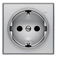 Накладка на розетку ABB SKY, скрытый монтаж, с заземлением, алюминий, 8588.8 PL