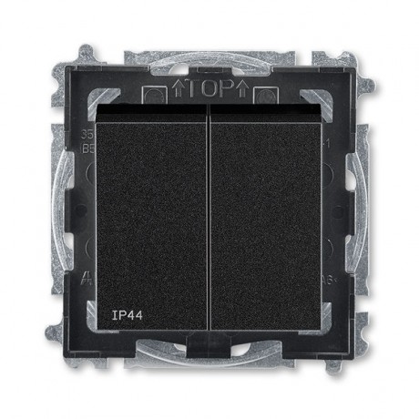 ABB Levit 2CHH595940A4063 Выключатель двухклавишный IP44 черный // дымчатый чёрный, 3559H-A05940 63