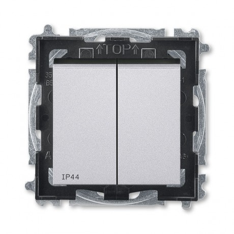 ABB Levit 2CHH595940A4070 Выключатель двухклавишный IP44 серебро // дымчатый чёрный, 3559H-A05940 70