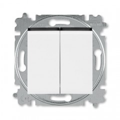 Выключатель 2-клавишный ABB LEVIT, белый // дымчатый черный, 3559H-A05445 62W