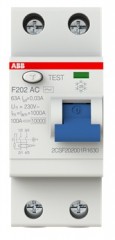 Устройства защитного отключения (УЗО) ABB F200AC 2P 63А, 30 мА ( AC ), F202 AC-63//0,03
