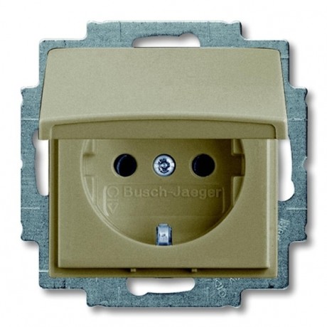 Розетка ABB BASIC55, скрытый монтаж, с заземлением, шампань, 20 EUCKD-93-50