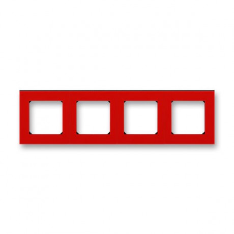 Рамка 4 поста ABB LEVIT, красный // дымчатый чёрный, 3901H-A05040 65W