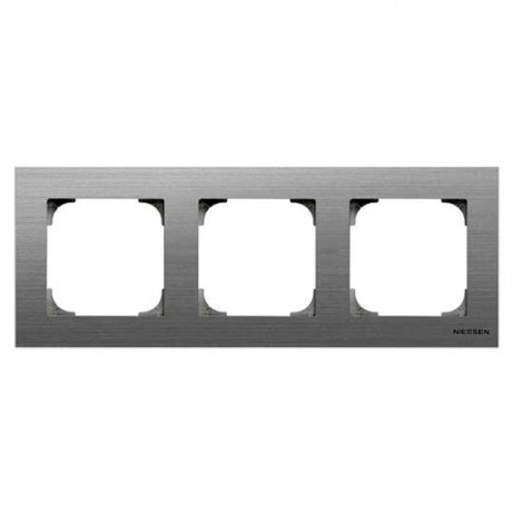 Рамка 3 поста ABB SKY, нержавеющая сталь, 8573 AI