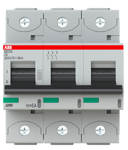 Автоматический выключатель ABB S800N 3P 6А (C) 36кА, S803N C6