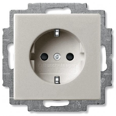 Розетка ABB BASIC55, скрытый монтаж, с заземлением, со шторками, шампань, 20 EUCKS-93-50