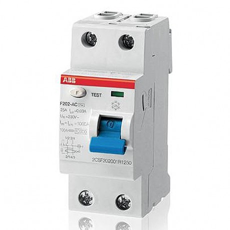 Устройства защитного отключения (УЗО) ABB F200A S 2P 63А, 100 мА ( A ), F202 A S-63//0,1