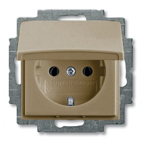 Розетка ABB BASIC55, скрытый монтаж, с заземлением, с крышкой, шампань, 20 EUK-93-507